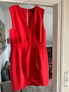 BCBGMaxAzria Coral Sleeveless V-Neck Tulip Mini Dress